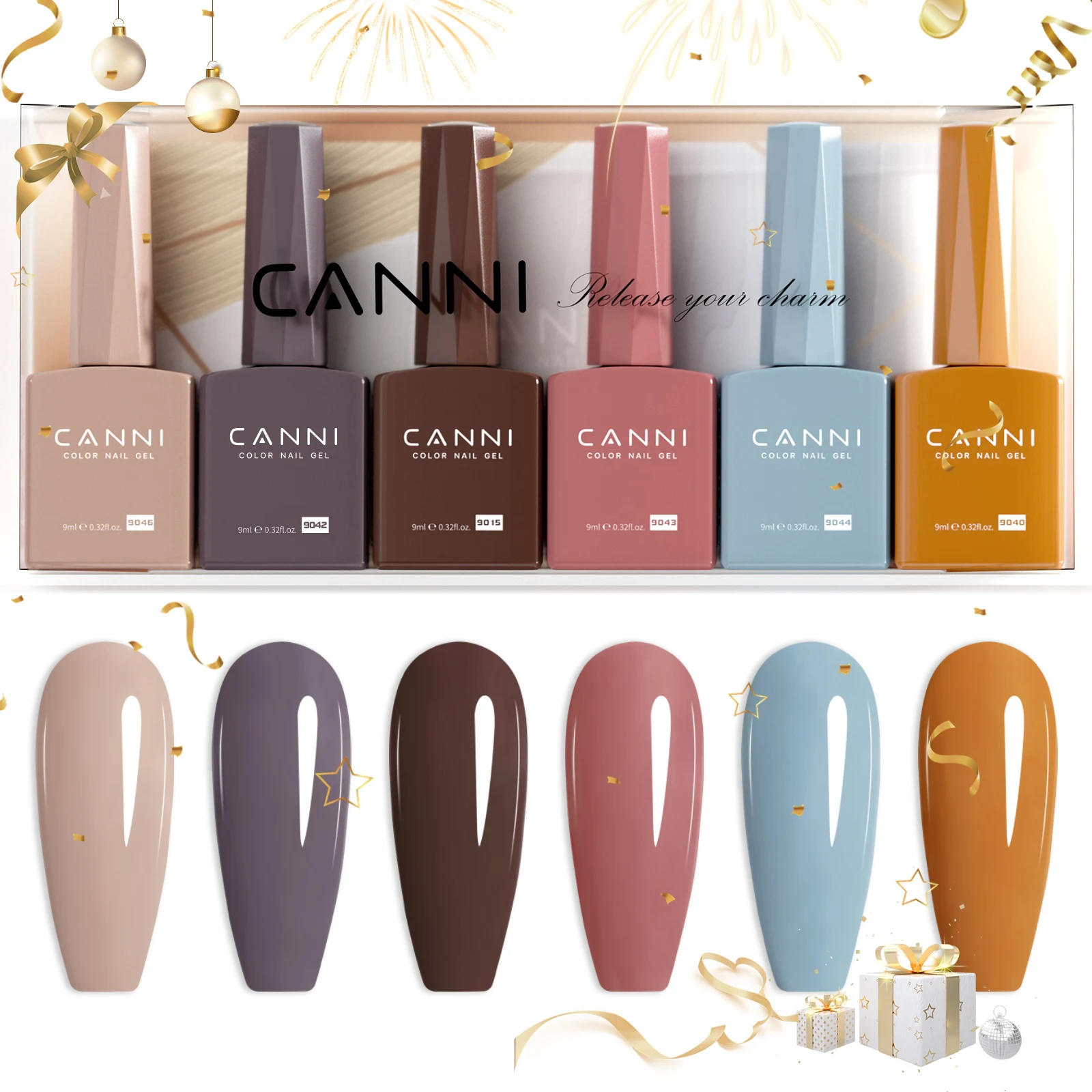CANNI HEMA FREE 9ml Nail Gel Polish Kit Great Coverage Color Gel Set Nail Manicure Soak Off UV LED Christmas Red Gift Gel Nail