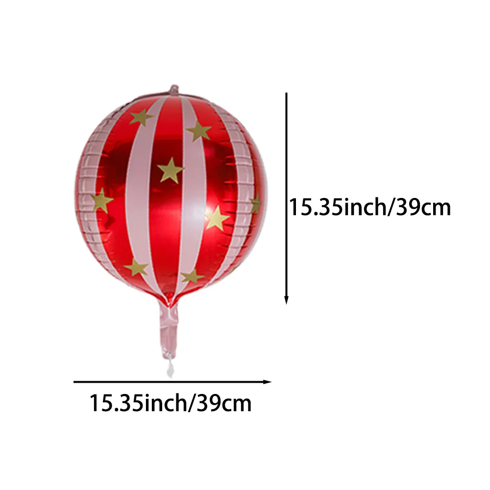 6-Pack of 22-Inch 4D Round Balloons, Large Red Striped Star Balloons, Aluminum Foil Balloons, Suitable for Christmas Parties, Birthday Parties, Anniversary Celebrations, and Dance Party Decorations