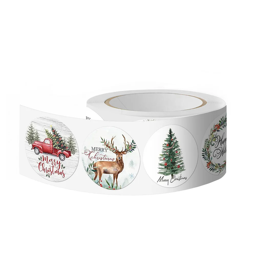 500pcs 1inch Christmas Stickers for Envelope Round Merry Christmas Stickers 8 Designs Christmas Gift Decor Stickers