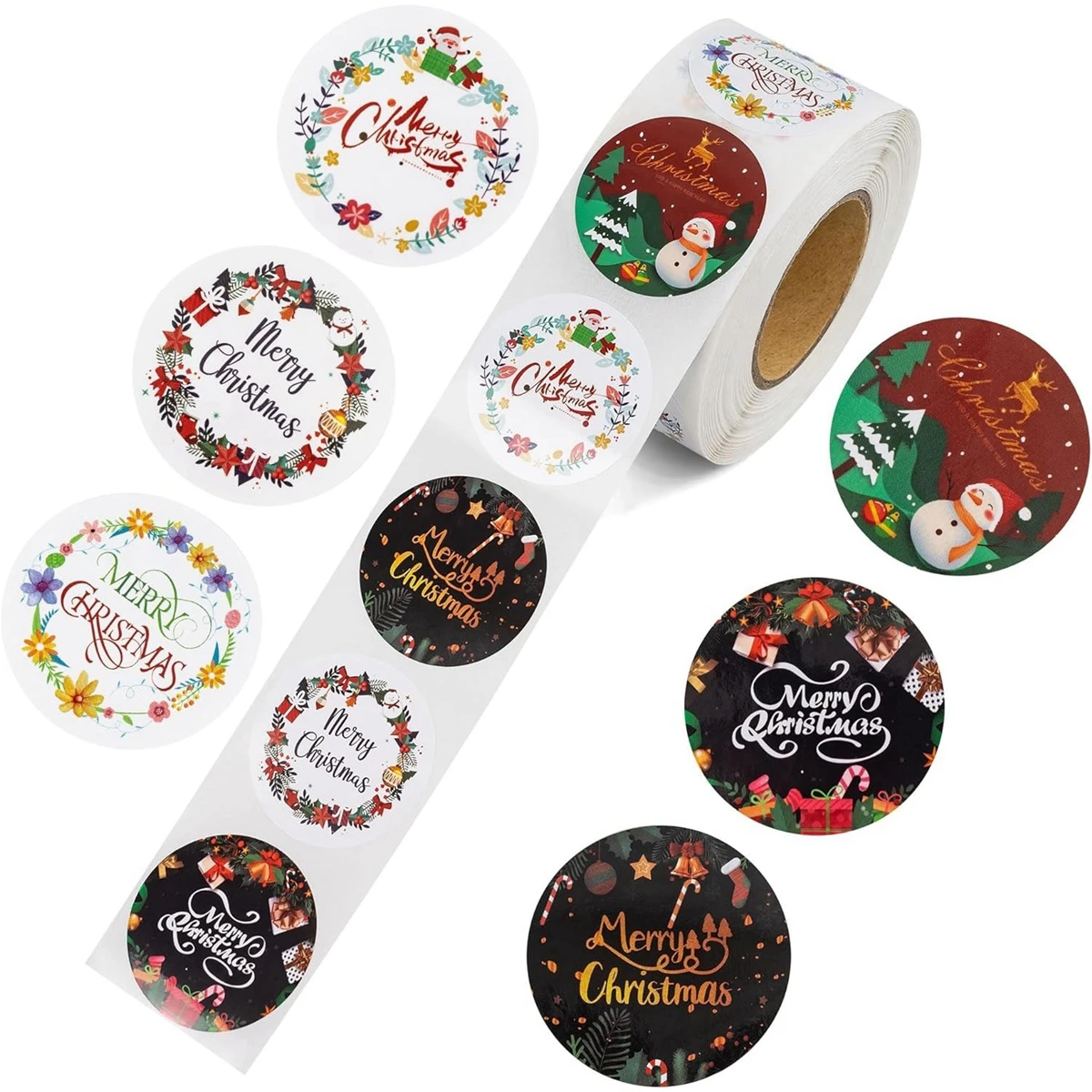 500pcs 1inch Christmas Stickers for Envelope Round Merry Christmas Stickers 8 Designs Christmas Gift Decor Stickers