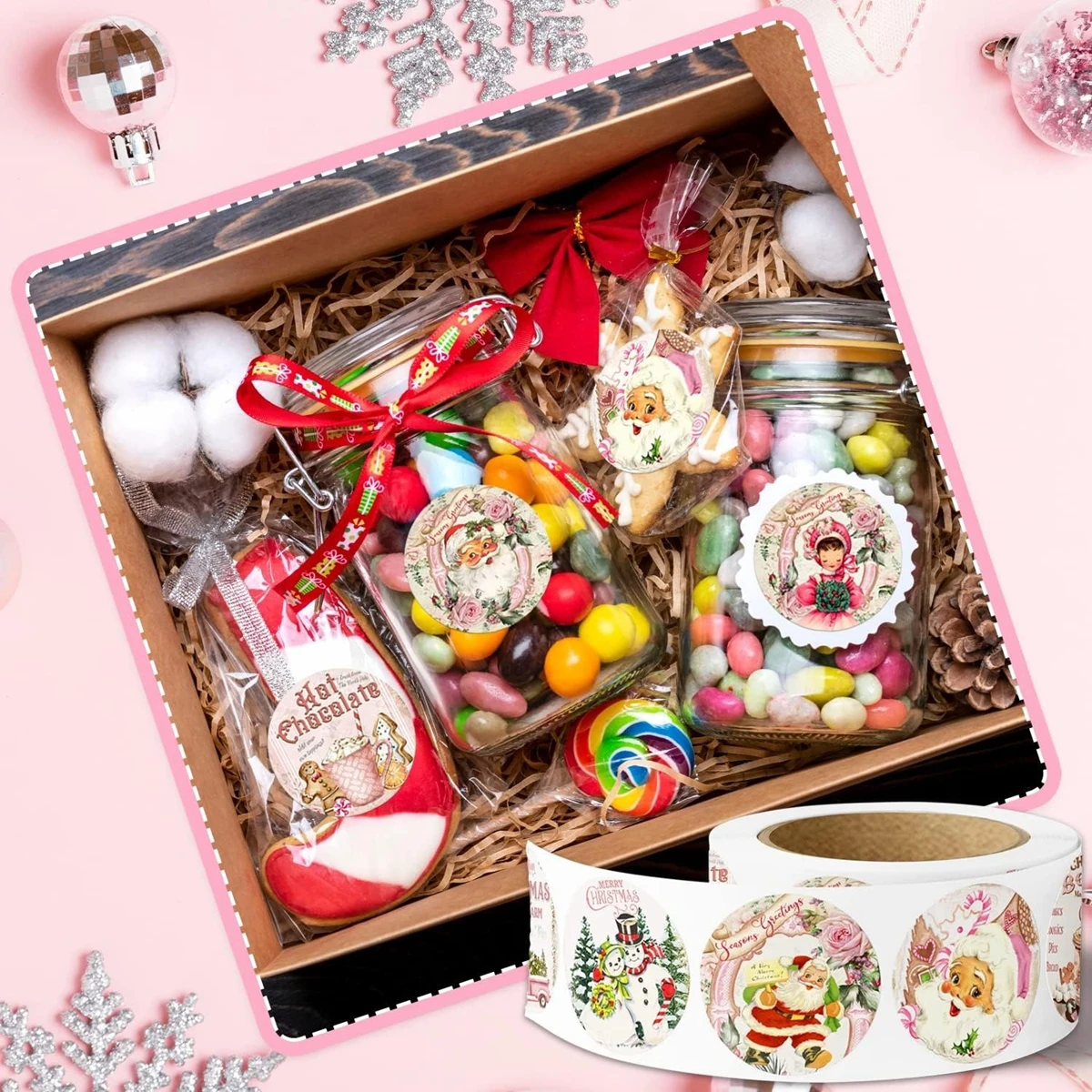 500pcs 1inch Christmas Stickers for Envelope Round Merry Christmas Stickers 8 Designs Christmas Gift Decor Stickers