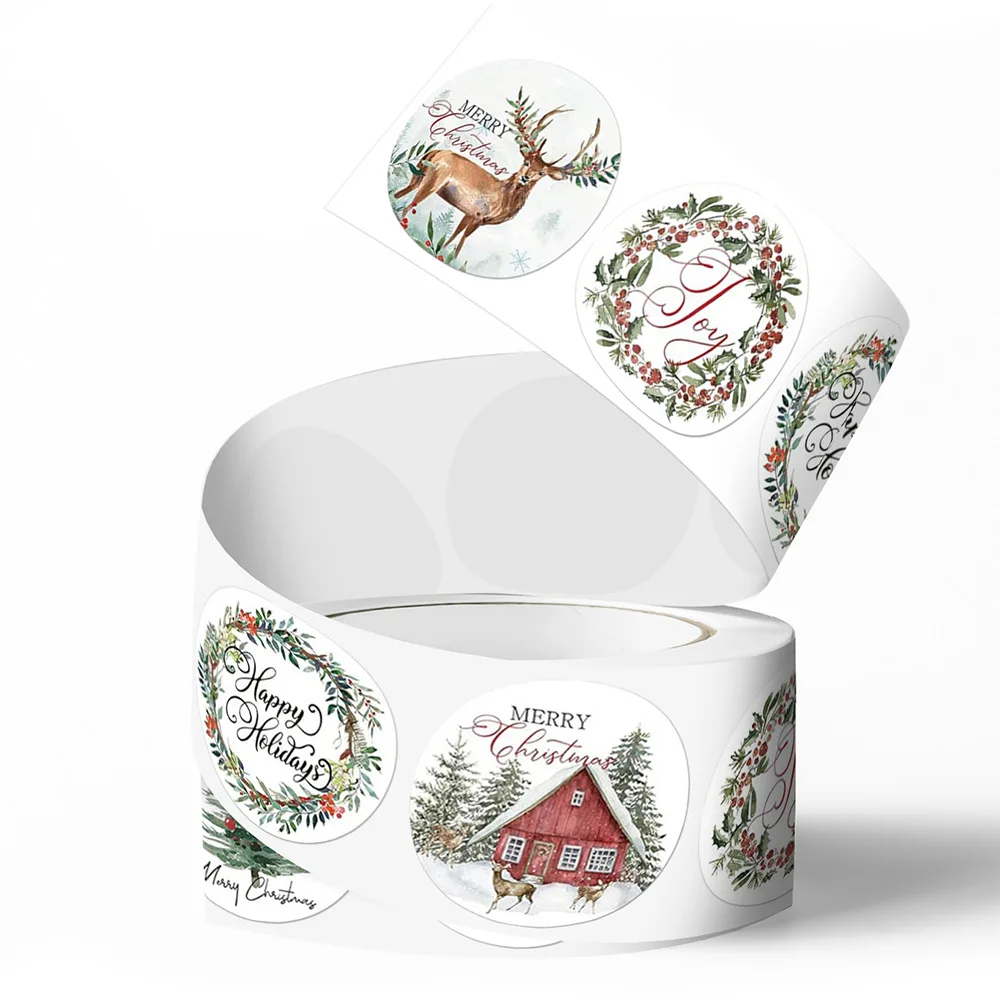500pcs 1inch Christmas Stickers for Envelope Round Merry Christmas Stickers 8 Designs Christmas Gift Decor Stickers
