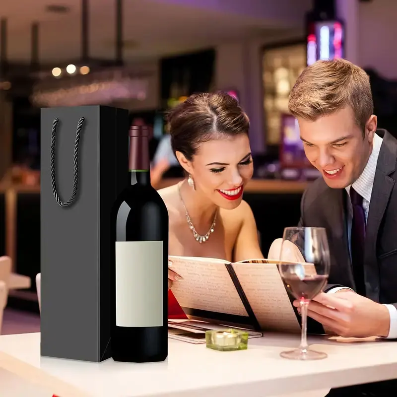 5/10/15/20pcs Wine Gift Bags Drawstring Bag Packs With Handles,Leak-Proof,Kraft Paper,Reusable,Travel-Friendly for Christmas