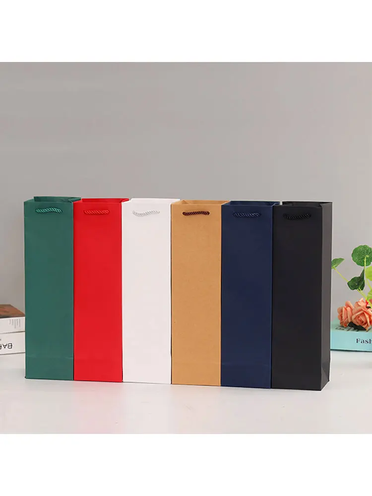 5/10/15/20pcs Wine Gift Bags Drawstring Bag Packs With Handles,Leak-Proof,Kraft Paper,Reusable,Travel-Friendly for Christmas