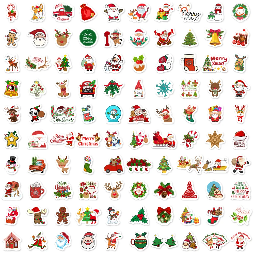 50/100PCS Christmas Series Cartoon Festival Fun Graffiti Stickers DIY Manual Scrap Book Tablet Decorative Stickers 