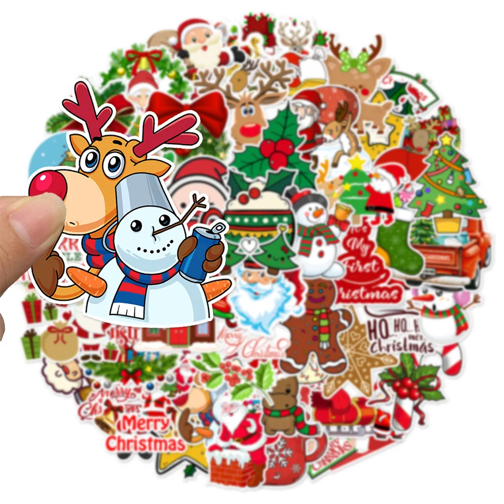 50/100PCS Christmas Series Cartoon Festival Fun Graffiti Stickers DIY Manual Scrap Book Tablet Decorative Stickers 