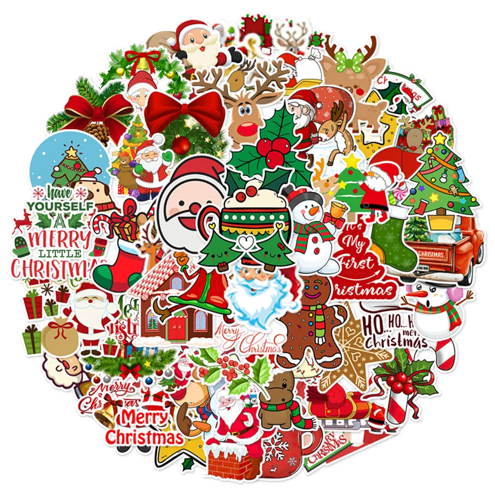 50/100PCS Christmas Series Cartoon Festival Fun Graffiti Stickers DIY Manual Scrap Book Tablet Decorative Stickers 