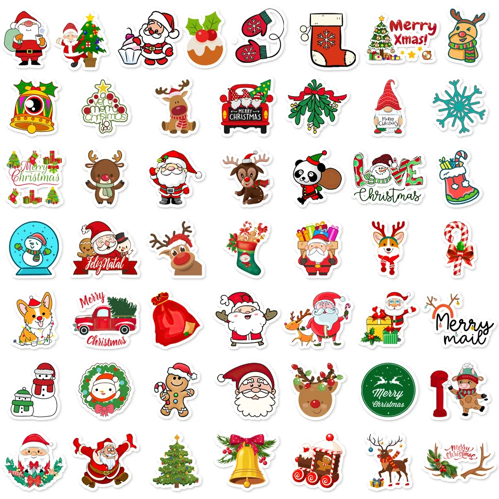 50/100PCS Christmas Series Cartoon Festival Fun Graffiti Stickers DIY Manual Scrap Book Tablet Decorative Stickers 