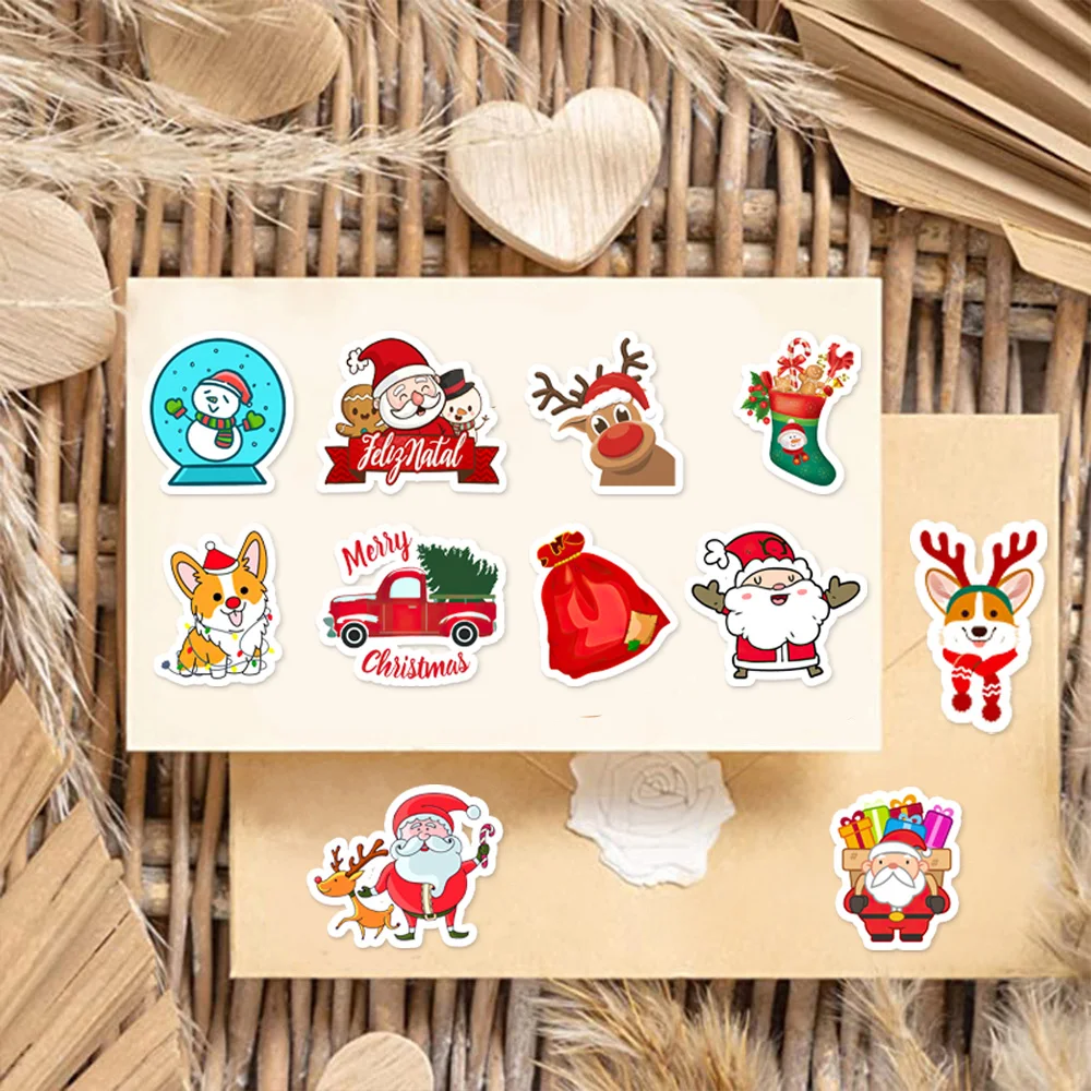 50/100PCS Christmas Series Cartoon Festival Fun Graffiti Stickers DIY Manual Scrap Book Tablet Decorative Stickers 