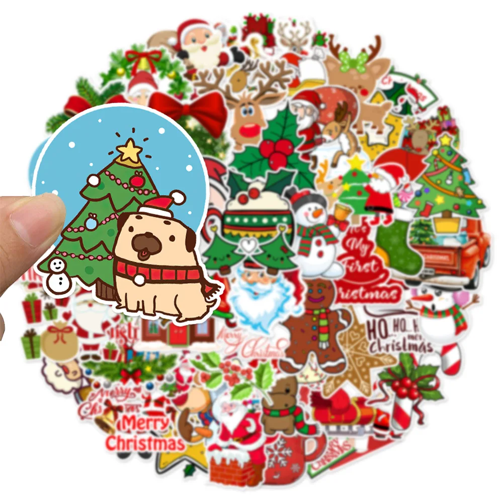 50/100PCS Christmas Series Cartoon Festival Fun Graffiti Stickers DIY Manual Scrap Book Tablet Decorative Stickers 