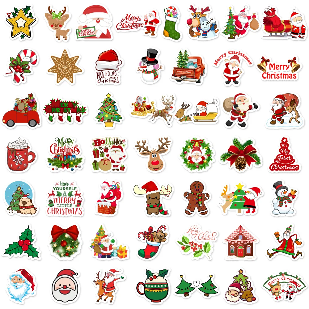 50/100PCS Christmas Series Cartoon Festival Fun Graffiti Stickers DIY Manual Scrap Book Tablet Decorative Stickers 