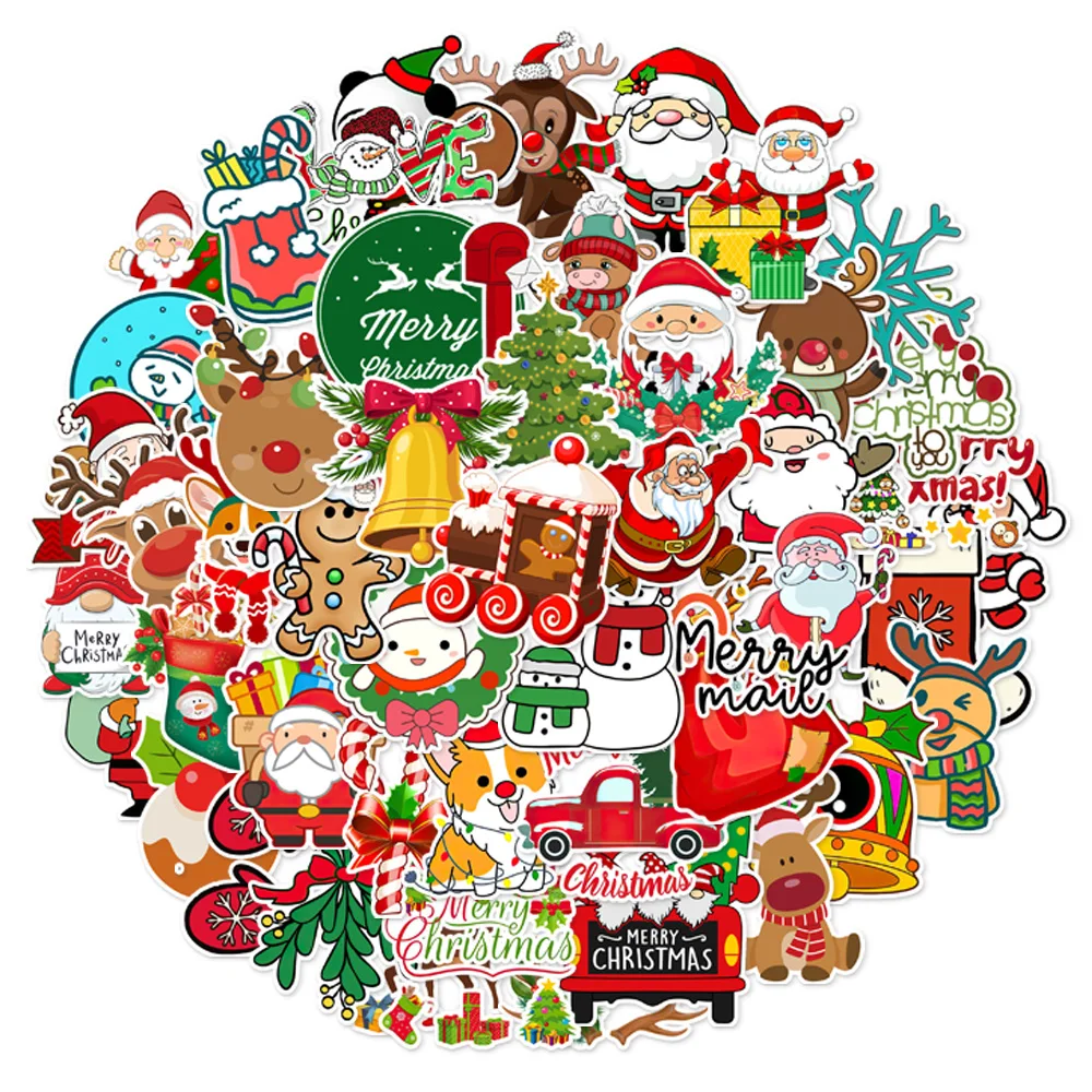 50/100PCS Christmas Series Cartoon Festival Fun Graffiti Stickers DIY Manual Scrap Book Tablet Decorative Stickers 