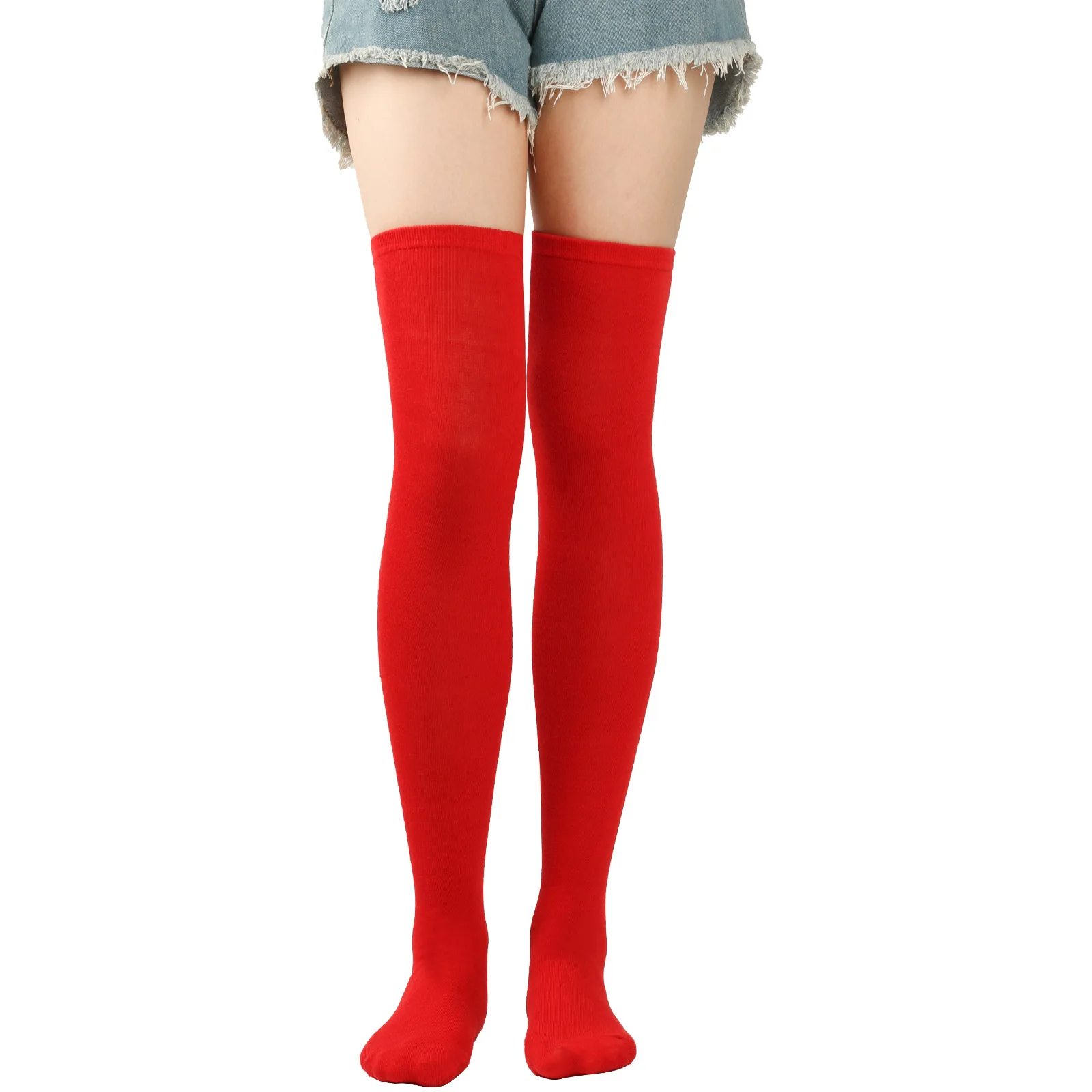 Christmas Stockings Over Knee Long High Socks Women Halloween Striped Stockings Dance Cosplay Performance Solid Colors Leggings
