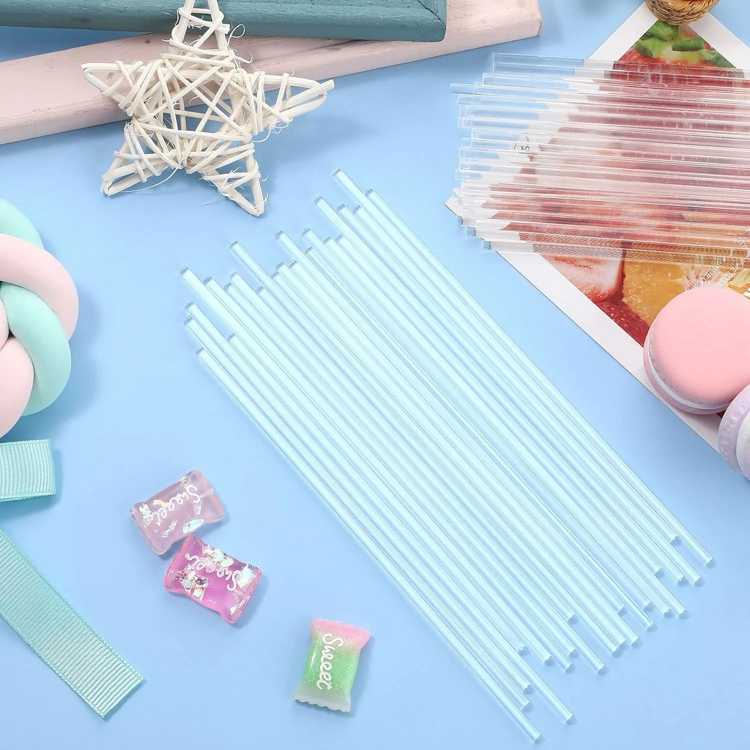 Acrylic Lollipop Sticks Cake Pops Sticks Candy Treat Sticks for Halloween Christmas Cupcake Toppers Chocolate Cookie Dessert 