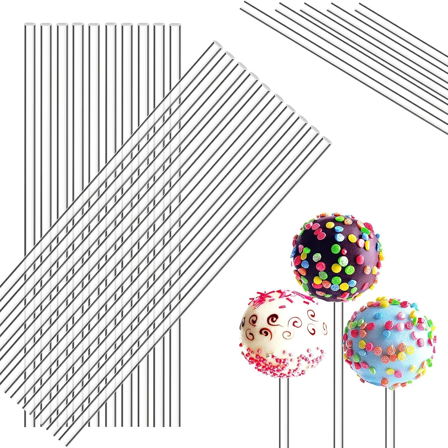 Acrylic Lollipop Sticks Cake Pops Sticks Candy Treat Sticks for Halloween Christmas Cupcake Toppers Chocolate Cookie Dessert 