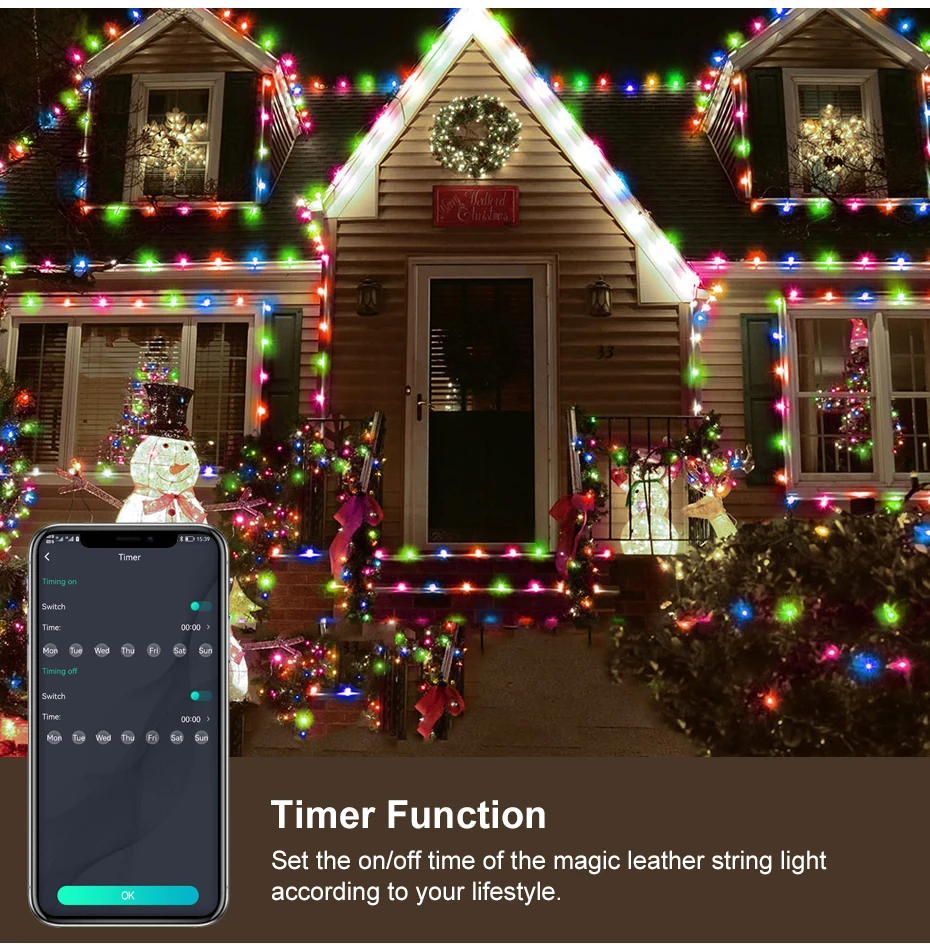 1M-50M Christmas Lights WS2812 Led Fairy String Light for Home Party Decoration USB Smart Bluetooth Curtain Lights Garland