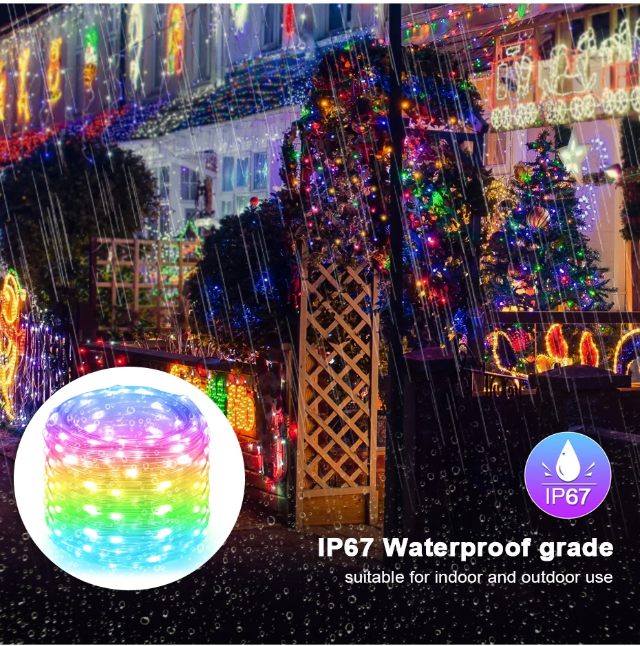 1M-50M Christmas Lights WS2812 Led Fairy String Light for Home Party Decoration USB Smart Bluetooth Curtain Lights Garland