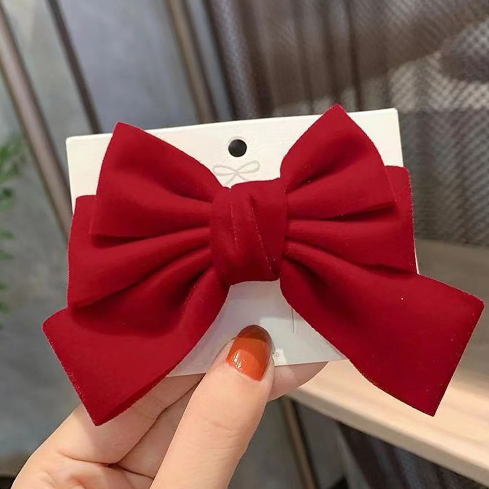1Pcs Red Bowknot Hair Clip for Chinese New Year Christmas Barrettes Hair Accessories Gifts for Women Girls Xmas Tree Ornament
