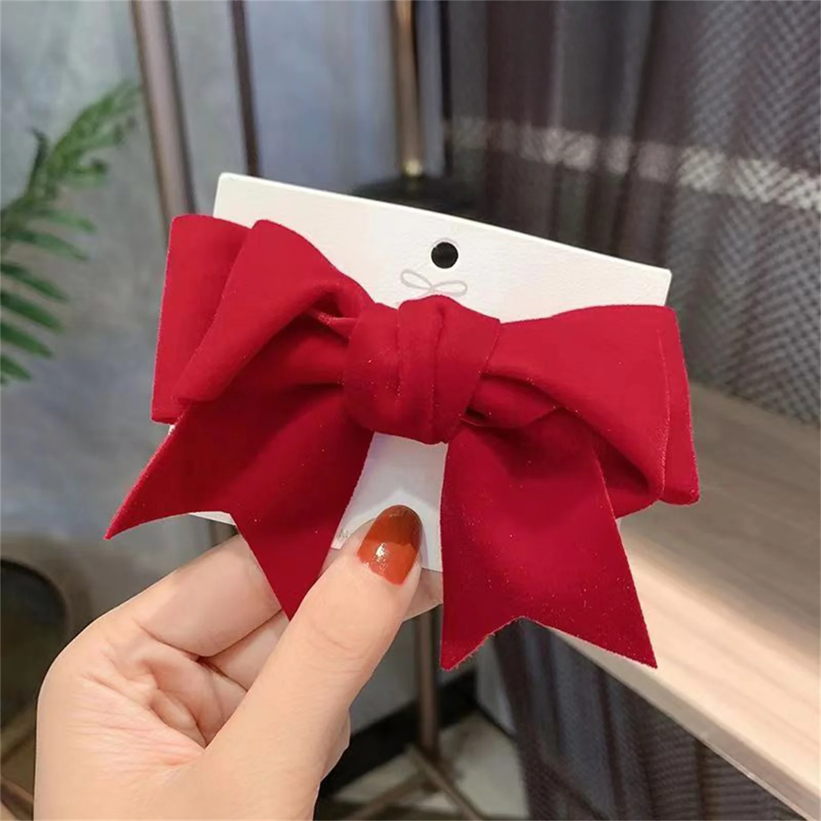 1Pcs Red Bowknot Hair Clip for Chinese New Year Christmas Barrettes Hair Accessories Gifts for Women Girls Xmas Tree Ornament