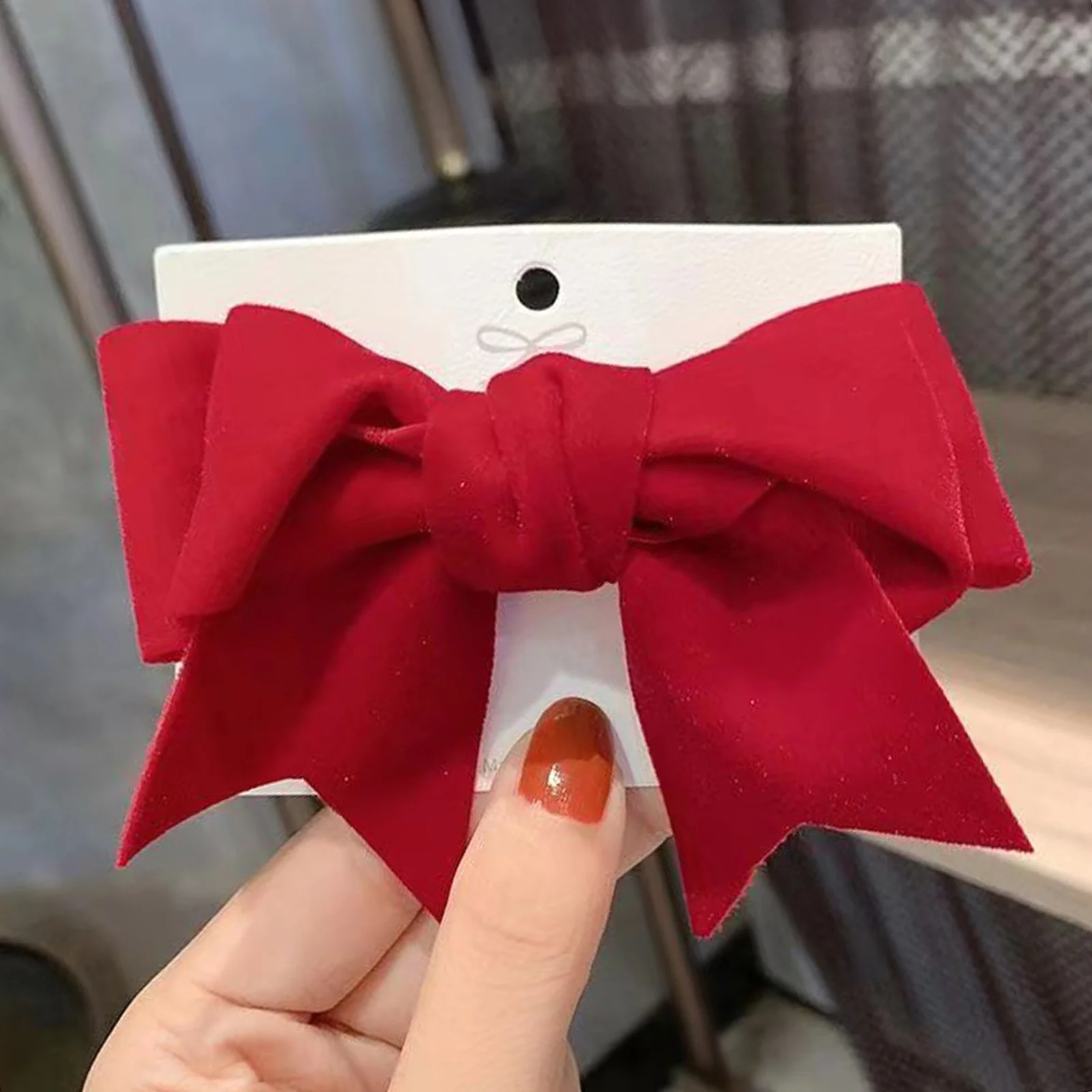 1Pcs Red Bowknot Hair Clip for Chinese New Year Christmas Barrettes Hair Accessories Gifts for Women Girls Xmas Tree Ornament