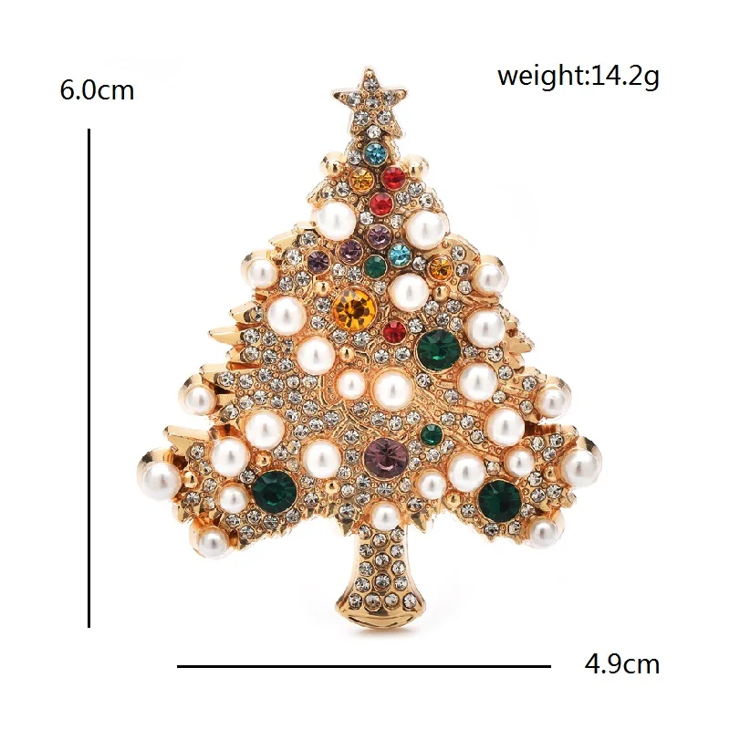 Wuli&baby Luxury Pearl Christmas Tree Brooches For Women Designer Multicolor New Year Trees Plants Party Brooch Pins Gifts