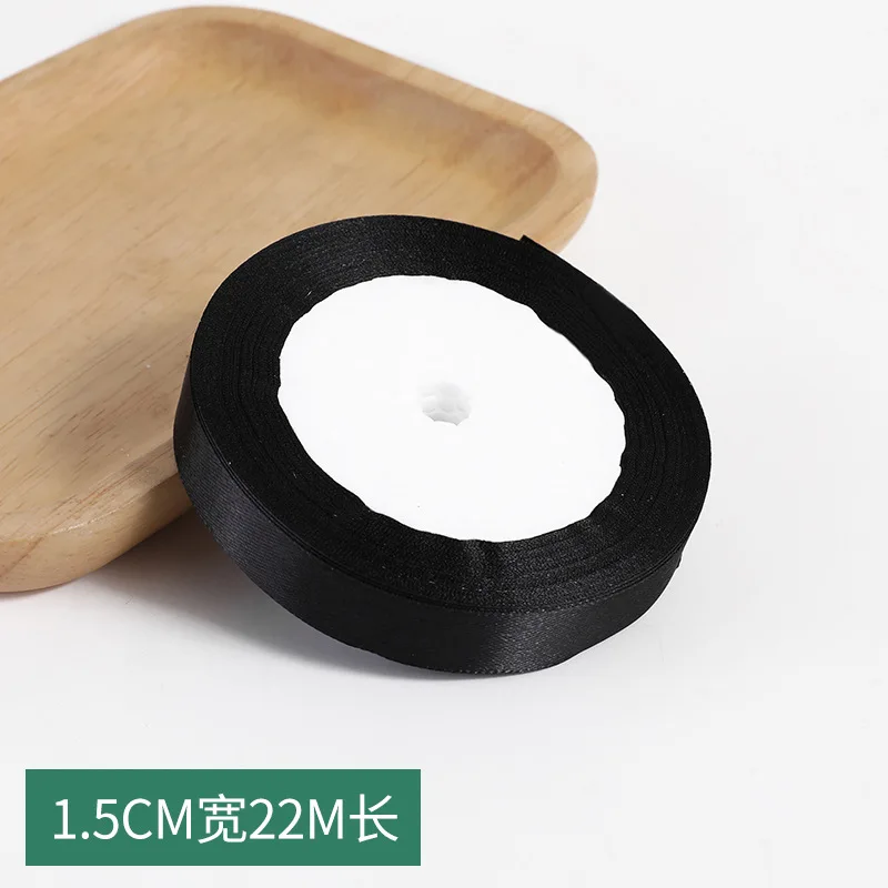 1pc 22 Meters/Roll (6mm-50mm) Black Polyester Satin Ribbon Bow Craft Decor Wedding Christmas Party Handwork DIY Decoration