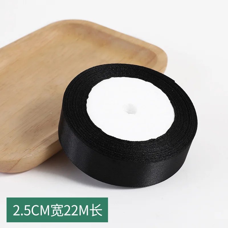 1pc 22 Meters/Roll (6mm-50mm) Black Polyester Satin Ribbon Bow Craft Decor Wedding Christmas Party Handwork DIY Decoration
