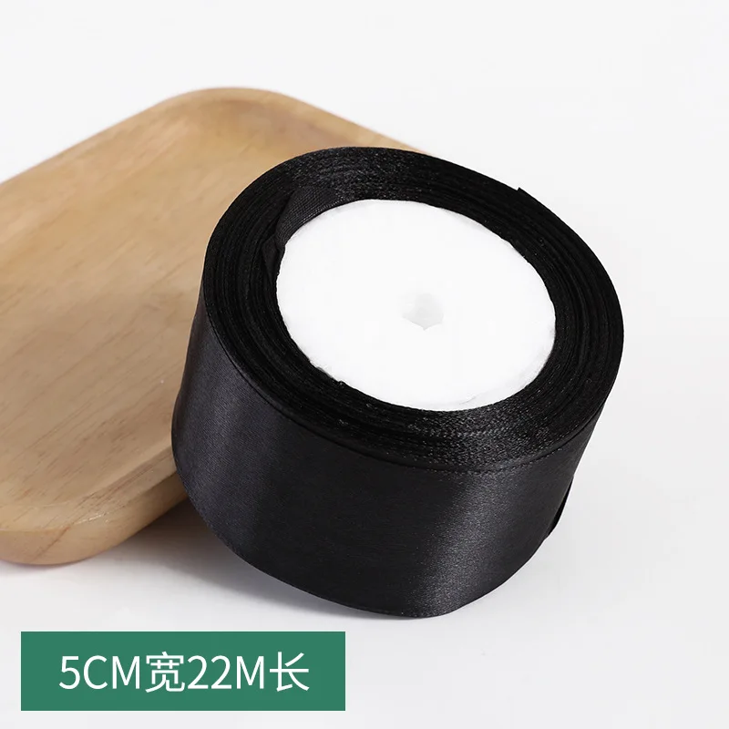 1pc 22 Meters/Roll (6mm-50mm) Black Polyester Satin Ribbon Bow Craft Decor Wedding Christmas Party Handwork DIY Decoration