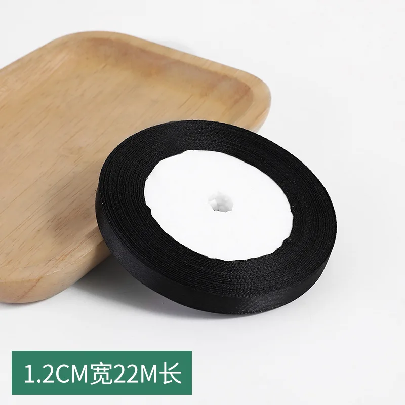 1pc 22 Meters/Roll (6mm-50mm) Black Polyester Satin Ribbon Bow Craft Decor Wedding Christmas Party Handwork DIY Decoration