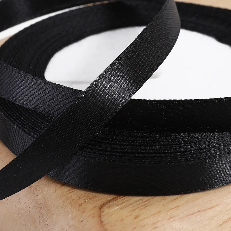 1pc 22 Meters/Roll (6mm-50mm) Black Polyester Satin Ribbon Bow Craft Decor Wedding Christmas Party Handwork DIY Decoration