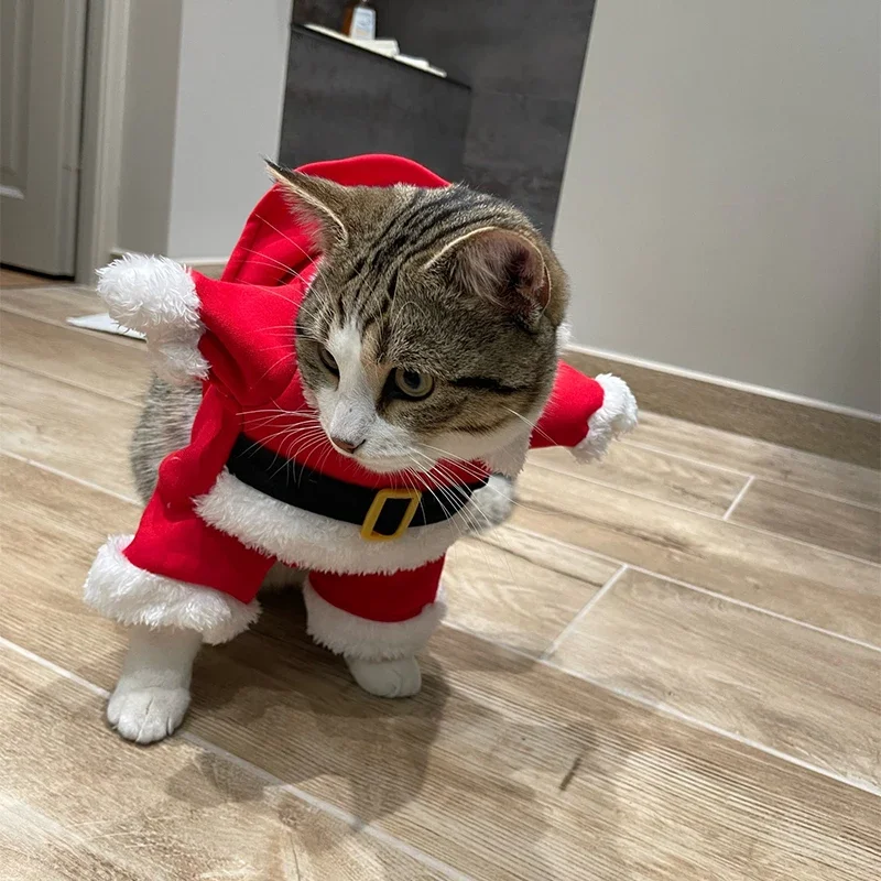 Cute Dog Santa Claus Outfit Christmas Costume for Small Dogs Cats Yorkie Cosplay Clothes Dress Up Jumpsuit Party Gifts Supplies