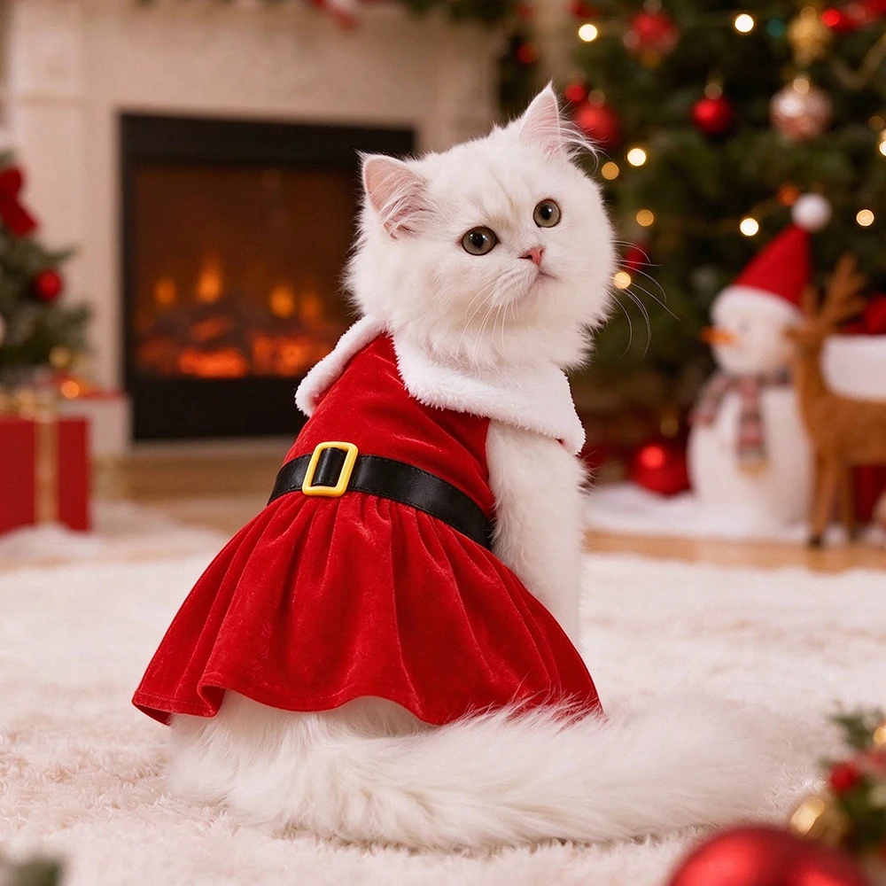 Cute Dog Santa Claus Outfit Christmas Costume for Small Dogs Cats Yorkie Cosplay Clothes Dress Up Jumpsuit Party Gifts Supplies