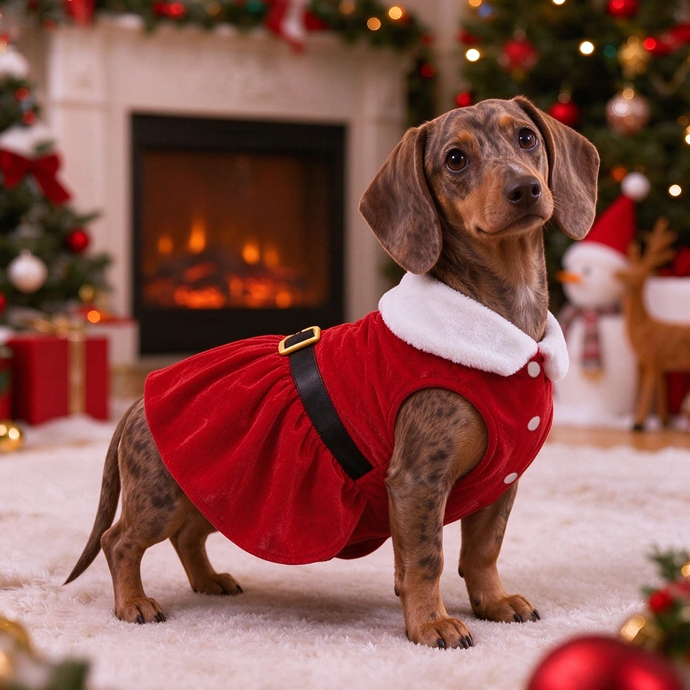 Cute Dog Santa Claus Outfit Christmas Costume for Small Dogs Cats Yorkie Cosplay Clothes Dress Up Jumpsuit Party Gifts Supplies
