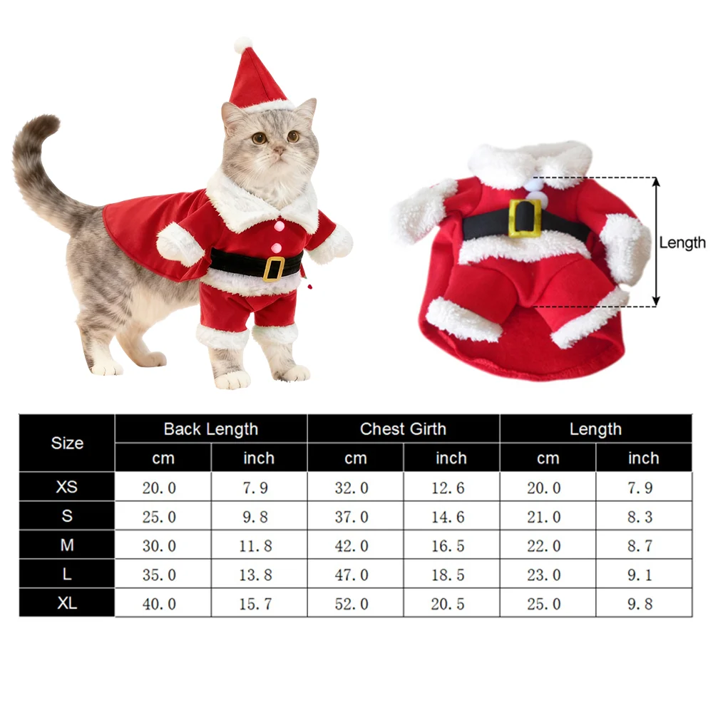 Cute Dog Santa Claus Outfit Christmas Costume for Small Dogs Cats Yorkie Cosplay Clothes Dress Up Jumpsuit Party Gifts Supplies