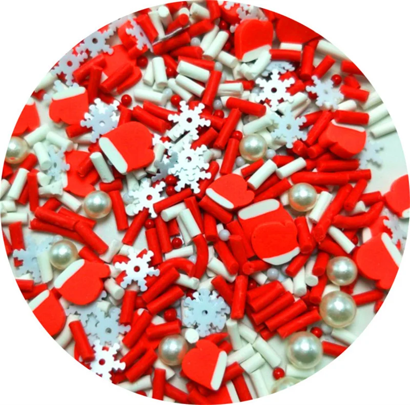 Mixed Xmas Snowfake Slices Slime Christmas Polymer Clay Sprinkles Crafts soft Clay Nail Shaker DIY Crystal Mud Filler Accessorie