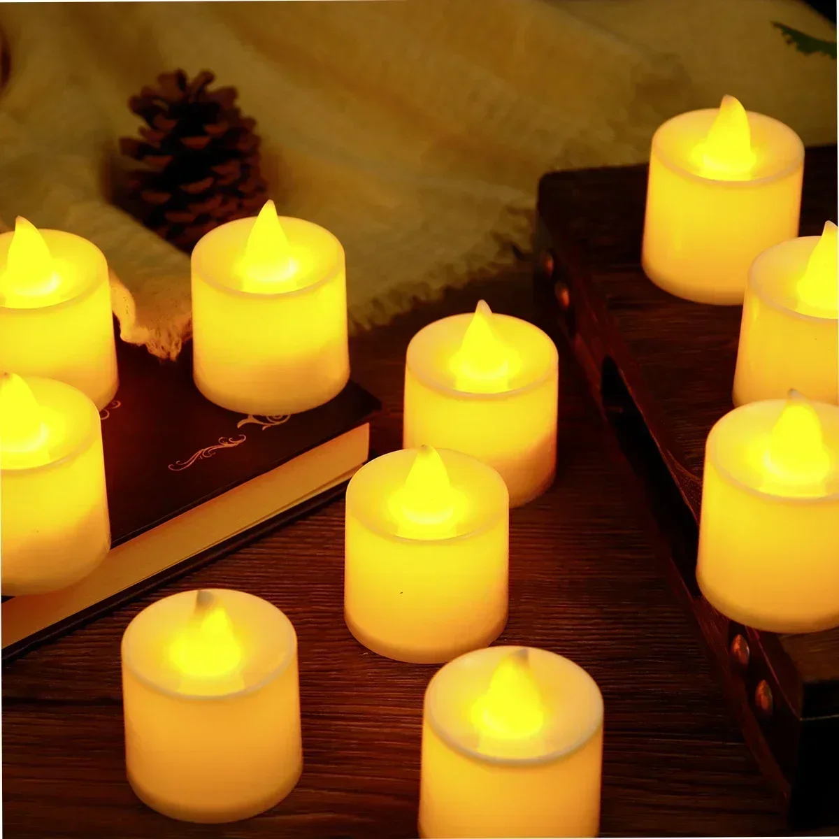 50/24*Pack Colorful LED Candle Light Battery Operated Tealight Switch Candles Flameless Wedding Home Christmas Decor Mini Candle