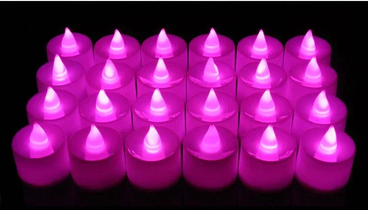 50/24*Pack Colorful LED Candle Light Battery Operated Tealight Switch Candles Flameless Wedding Home Christmas Decor Mini Candle