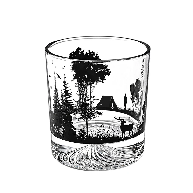 300ml Creative Silhouette Wine Glass Cup Iceberg Cup Snow Mountain Cup Thick Bottom Rock Cup Christmas Whiskey Cup Wedding Gifts