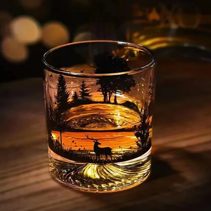 300ml Creative Silhouette Wine Glass Cup Iceberg Cup Snow Mountain Cup Thick Bottom Rock Cup Christmas Whiskey Cup Wedding Gifts
