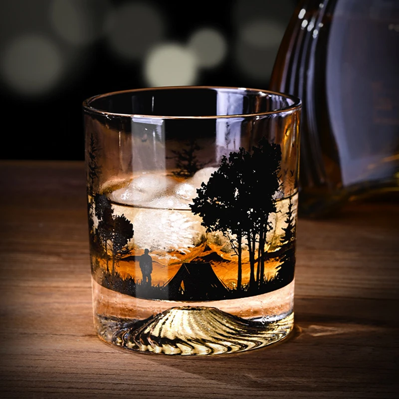 300ml Creative Silhouette Wine Glass Cup Iceberg Cup Snow Mountain Cup Thick Bottom Rock Cup Christmas Whiskey Cup Wedding Gifts