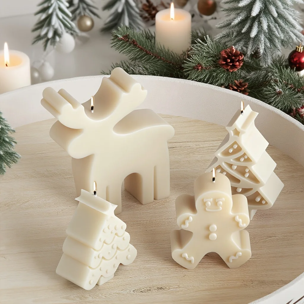 6pcs Christmas-Themed Silicone Candle Molds Set: Reusable, Soft & Easy-to-Release DIY Craft Molds for Aromatherapy Candles