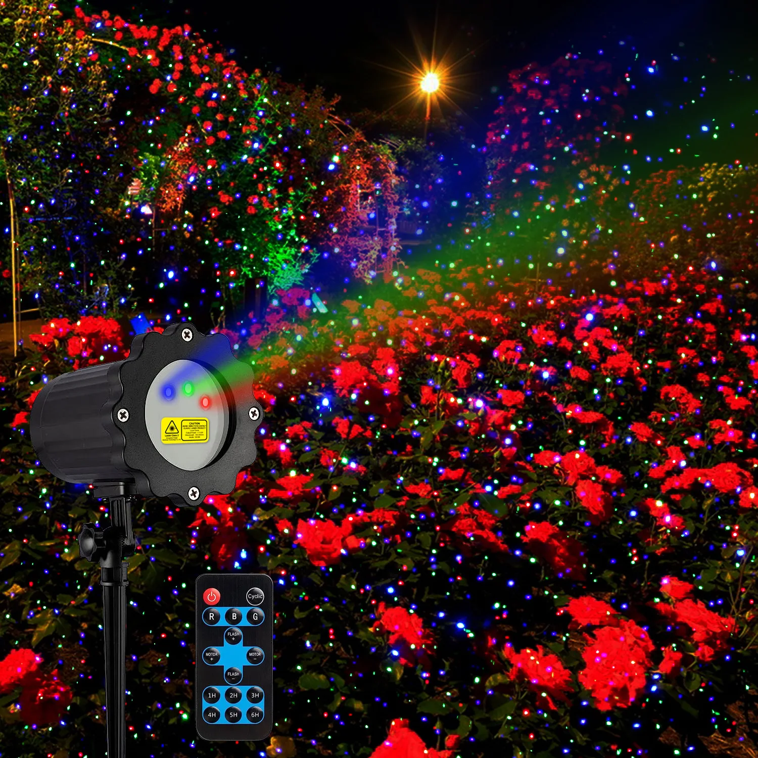 Laser Christmas Projector Light Outdoor Moving RGB Christmas Projector Light 3 Color Motion Firefly Light Show for Holiday Decor