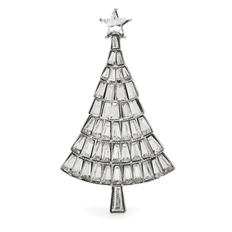 Wuli&baby Shining Christmas Tree Brooches For Women Unisex 4-color Rhinestone New Year Plants Party Office Brooch Pins Gifts