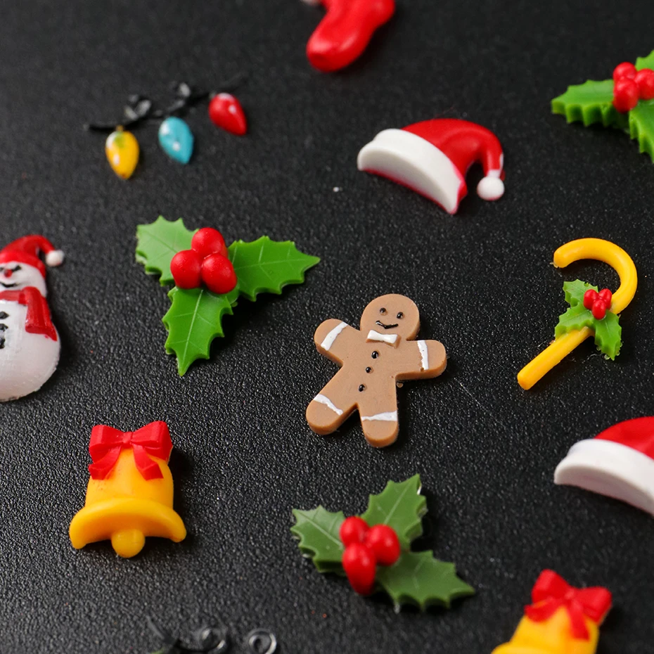 Christmas Theme Cartoon Silicone Nail Carving Mold High Transparency Snowman Gingerbread Soft Nail Template Winter DIY Nail Deco