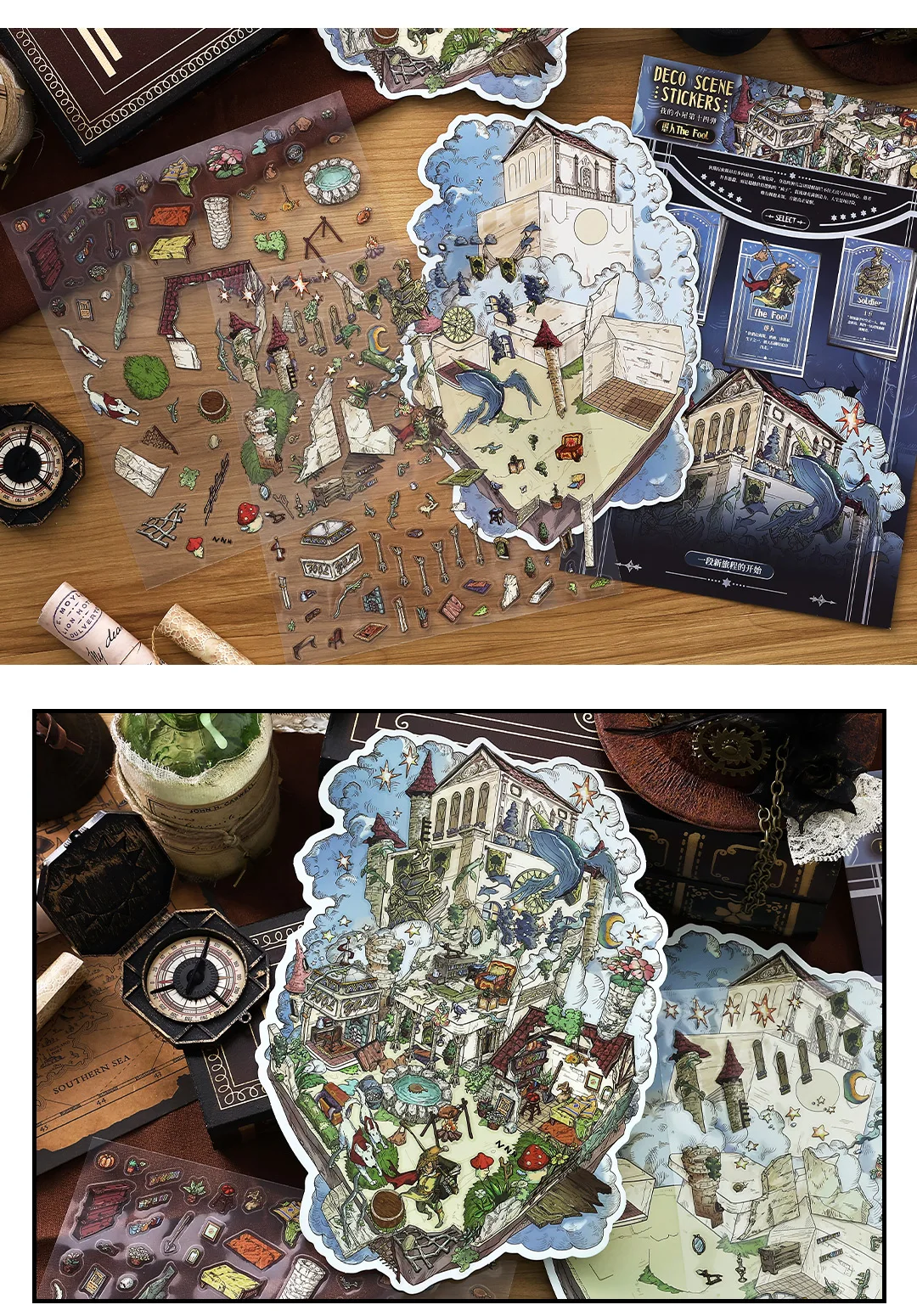 Kawaii The Magician 3D The Empress Landscape Sticker DIY Pocket Cabin Scene Christmas gifts