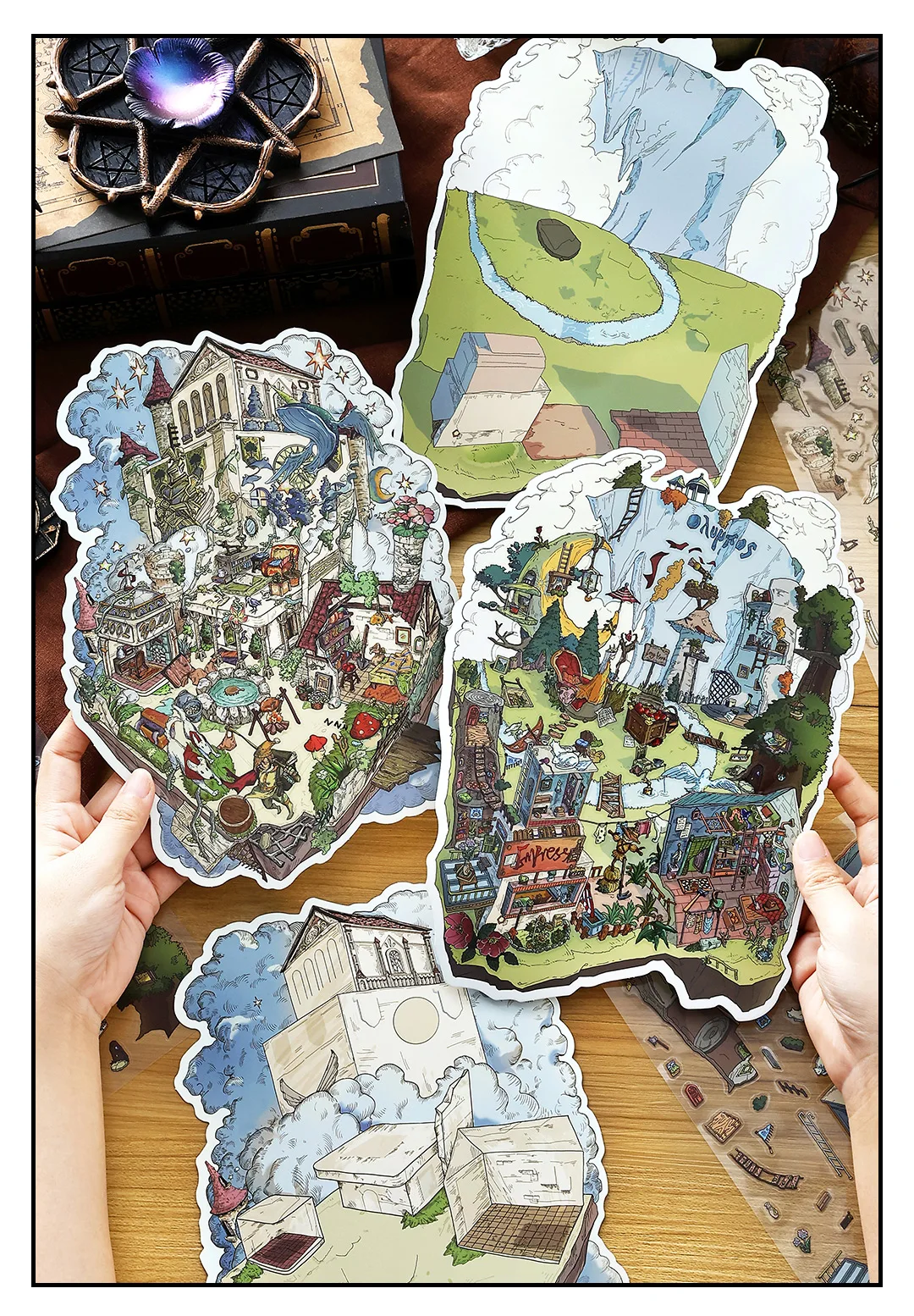 Kawaii The Magician 3D The Empress Landscape Sticker DIY Pocket Cabin Scene Christmas gifts