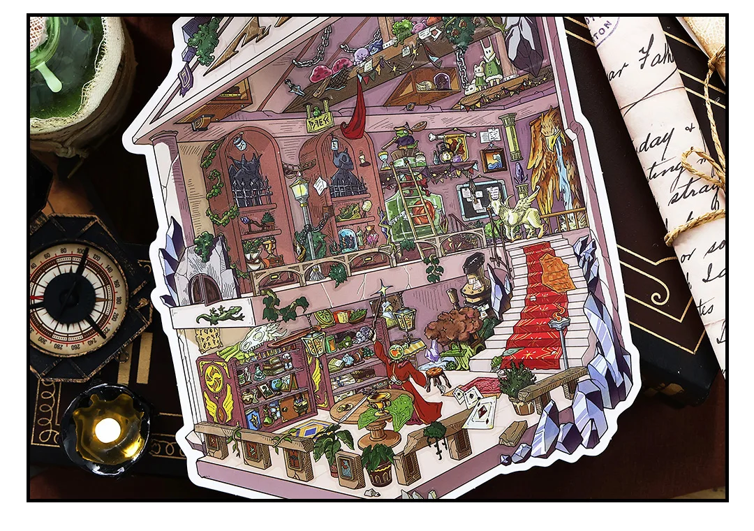 Kawaii The Magician 3D The Empress Landscape Sticker DIY Pocket Cabin Scene Christmas gifts