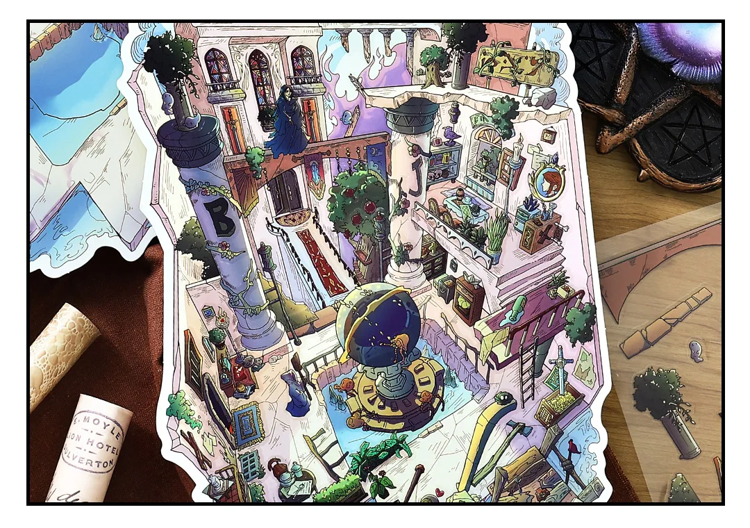 Kawaii The Magician 3D The Empress Landscape Sticker DIY Pocket Cabin Scene Christmas gifts
