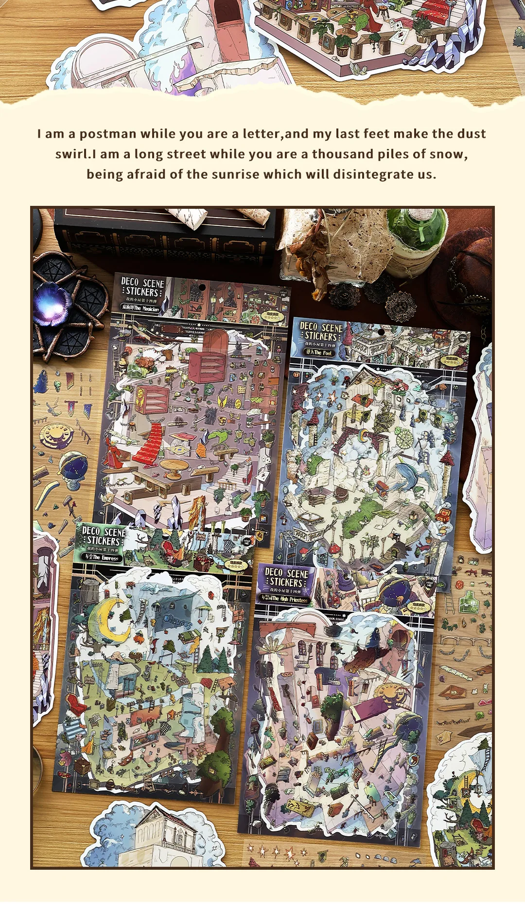 Kawaii The Magician 3D The Empress Landscape Sticker DIY Pocket Cabin Scene Christmas gifts
