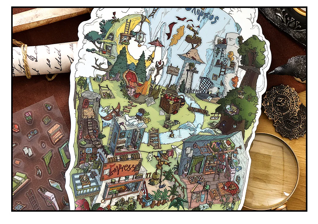 Kawaii The Magician 3D The Empress Landscape Sticker DIY Pocket Cabin Scene Christmas gifts